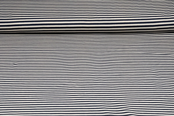 Baumwolljersey Streifen Creme Marineblau Baumwolljersey Streifen Creme Marineblau