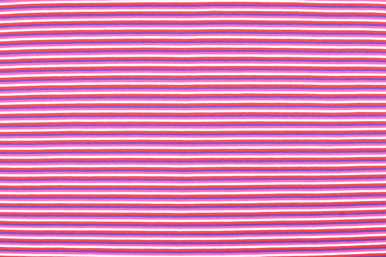 Cotton Jersey Stripe Multi color Pink