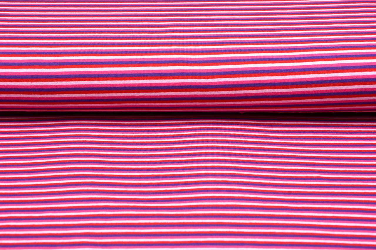 Cotton Jersey Stripe Multi color Pink