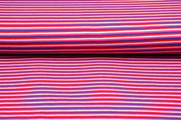 Cotton Jersey Stripe Multi color Pink