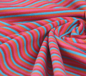 Cotton Jersey Streep Multi color Rood Cotton Jersey Streep Multi color Rood