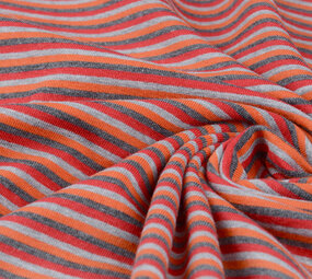 Cotton Jersey Stripe Multi color Orange