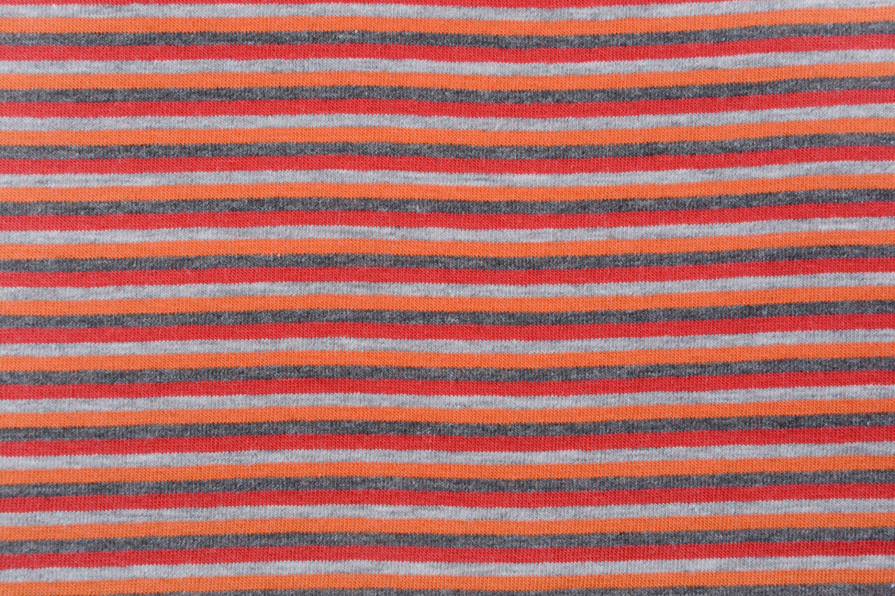 Cotton Jersey Stripe Multi color Orange
