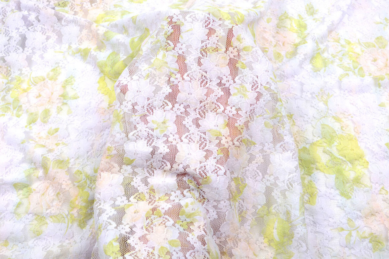 Stretch lace Hilo White Green Stretch lace Hilo White Green