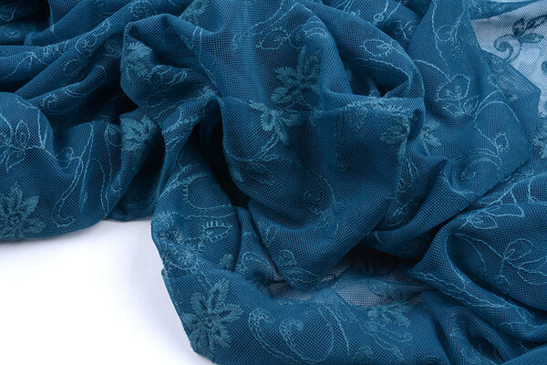 SpitzenStoff Jasmin blume Petrol Blau SpitzenStoff Jasmin blume Petrol Blau