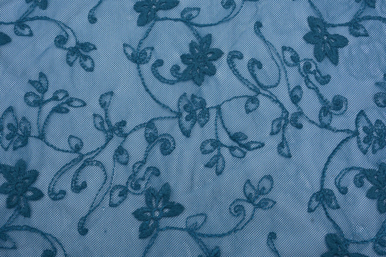 Pizzo Gelsomino Fiore Blu Petrolio Pizzo Gelsomino Fiore Blu Petrolio