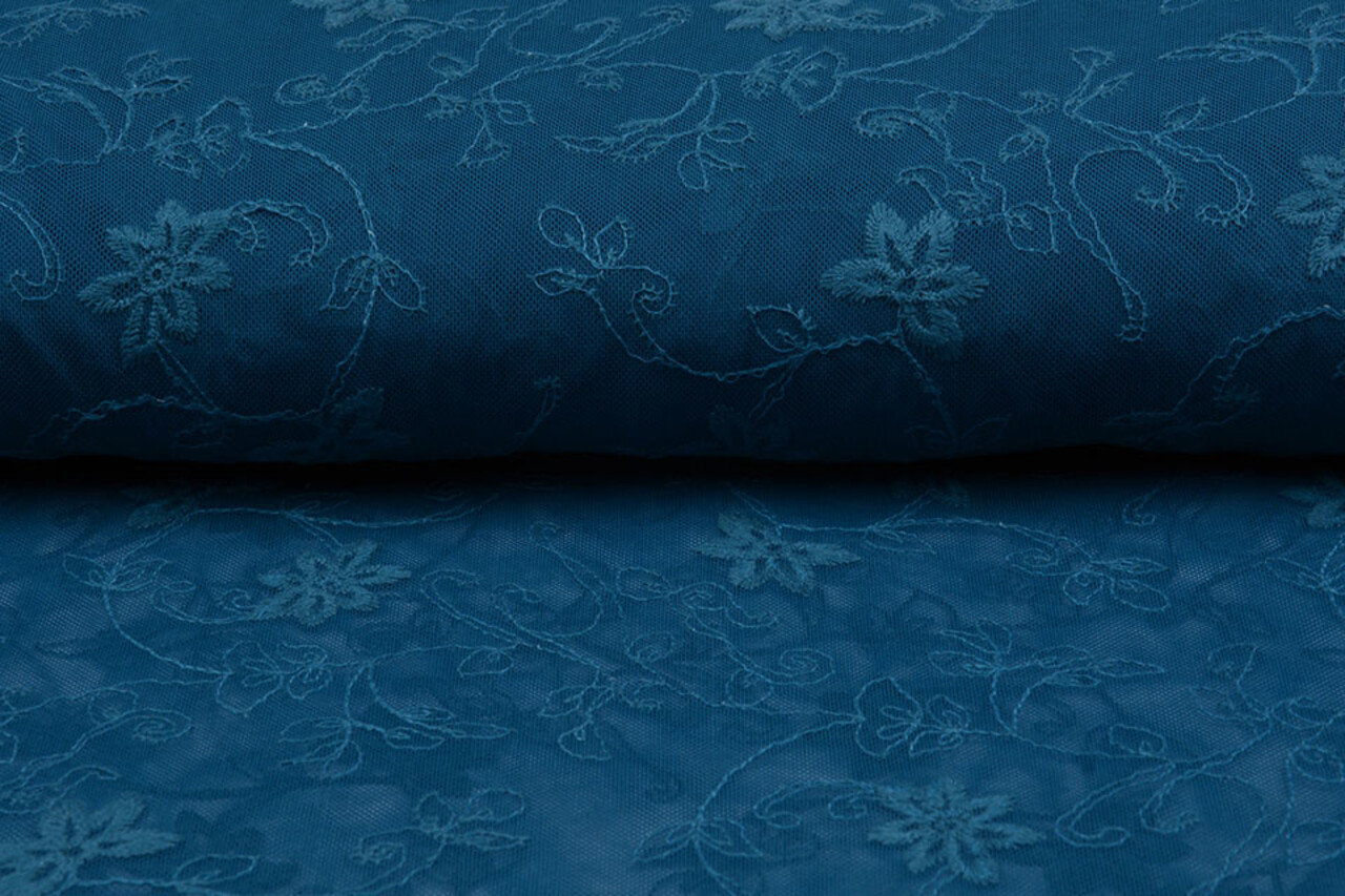 Kant Jasmijn bloem Petrol Blauw Kant Jasmijn bloem Petrol Blauw