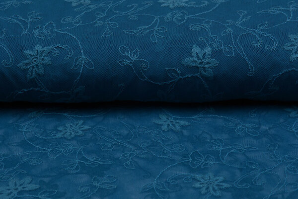 SpitzenStoff Jasmin blume Petrol Blau SpitzenStoff Jasmin blume Petrol Blau