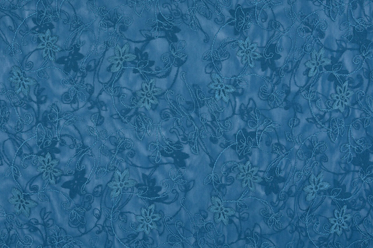 Encaje Jasmijn Flor Petróleo Azul