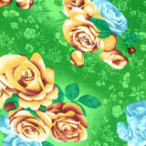 Viscose Large Roses Green