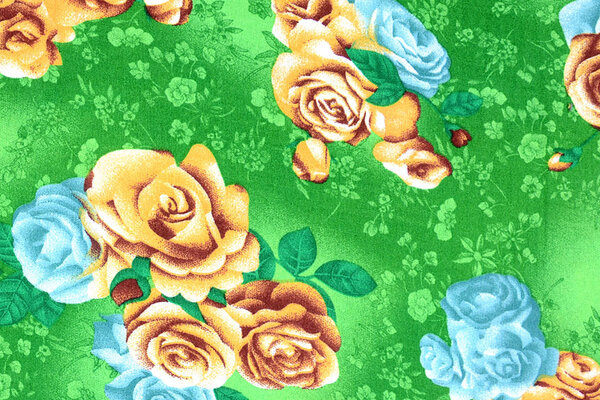Viscose Large Roses Green