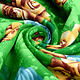 Viscose Large Roses Green