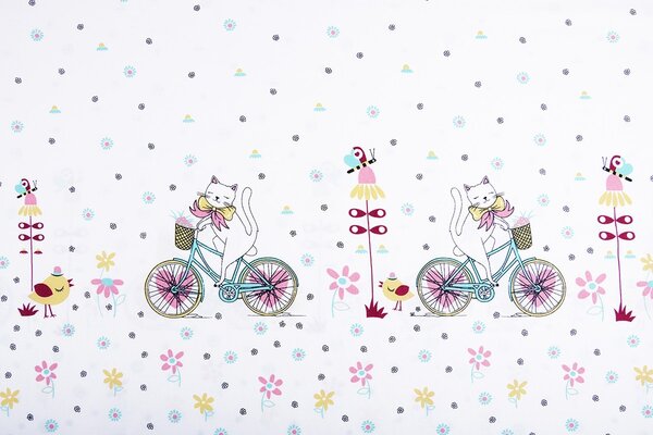 Dubbele rand Katoen Fietsende poes