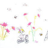 Doppia Rand Cotone Lente Fietsend Konijntje Doppia Rand Cotone Lente Fietsend Konijntje