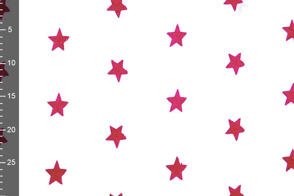 100% Cotton Stars bestickt Weiß Fuchsie