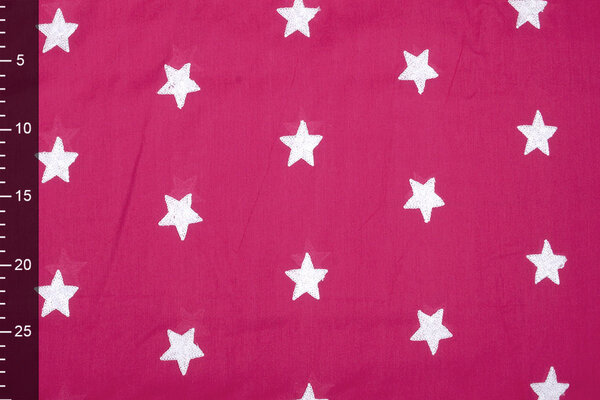 100% Cotton Stars bestickt Fuchsie Weiß
