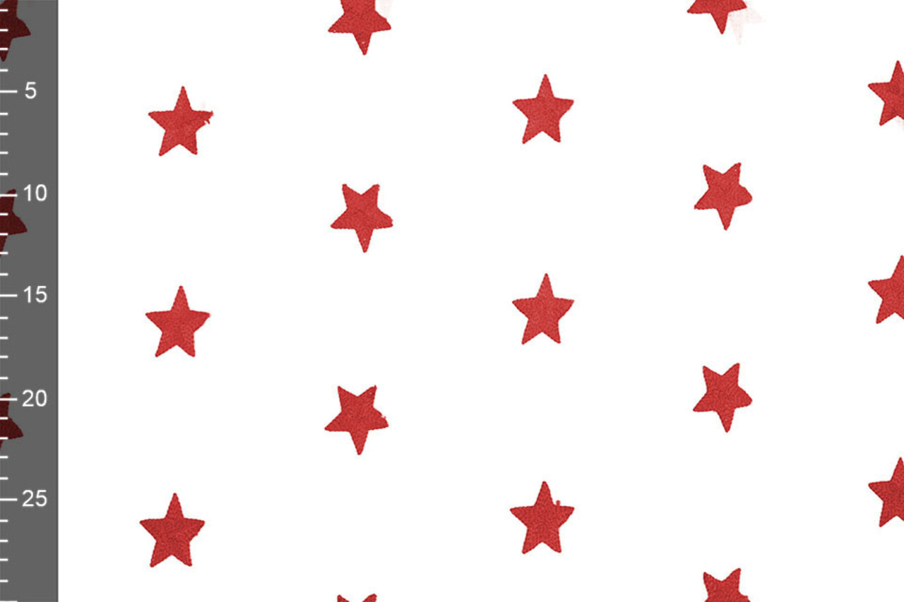 100% Katoen Sterren geborduurd Wit Rood