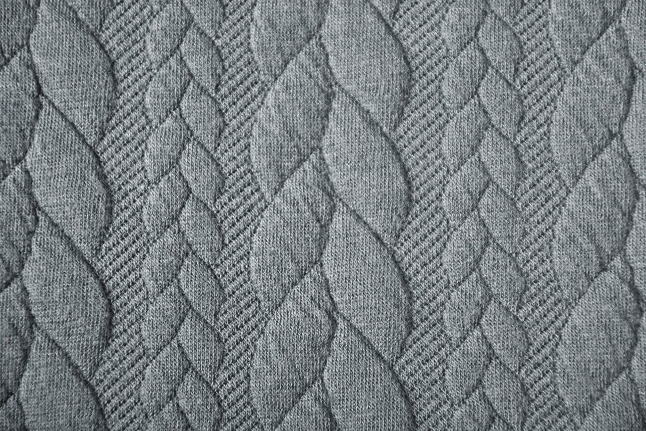 Knitted Cable fabric tricot Light Grey