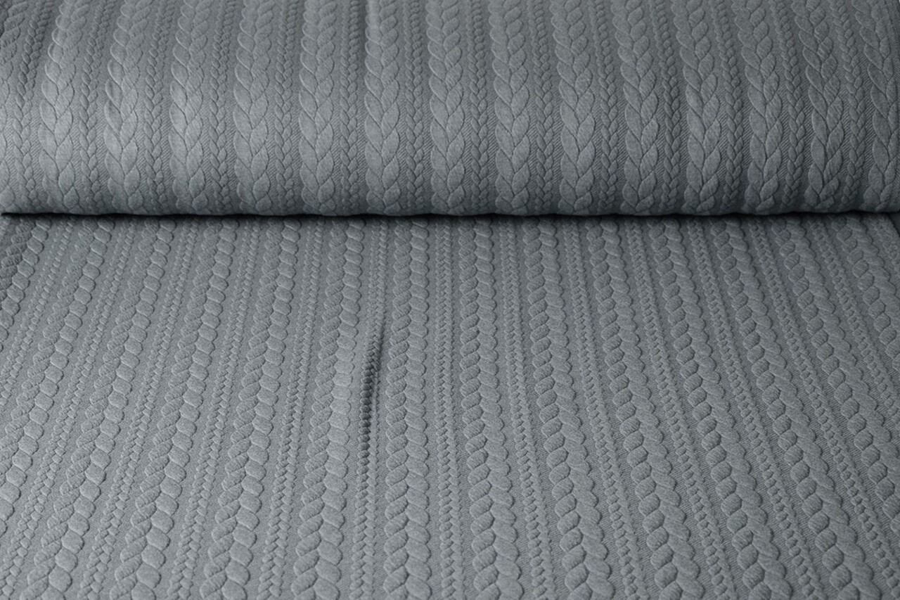 Gebreide kabel stof tricot Licht Grijs