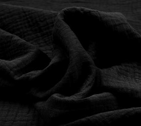 Oeko-Tex® Coton Double Gaze Tissu Noir Oeko-Tex® Coton Double Gaze Tissu Noir