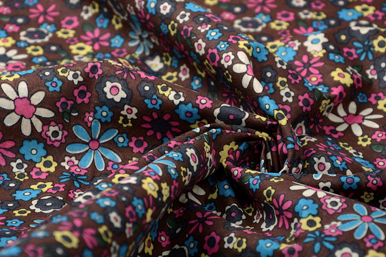 100% Cotton Flowar Brown