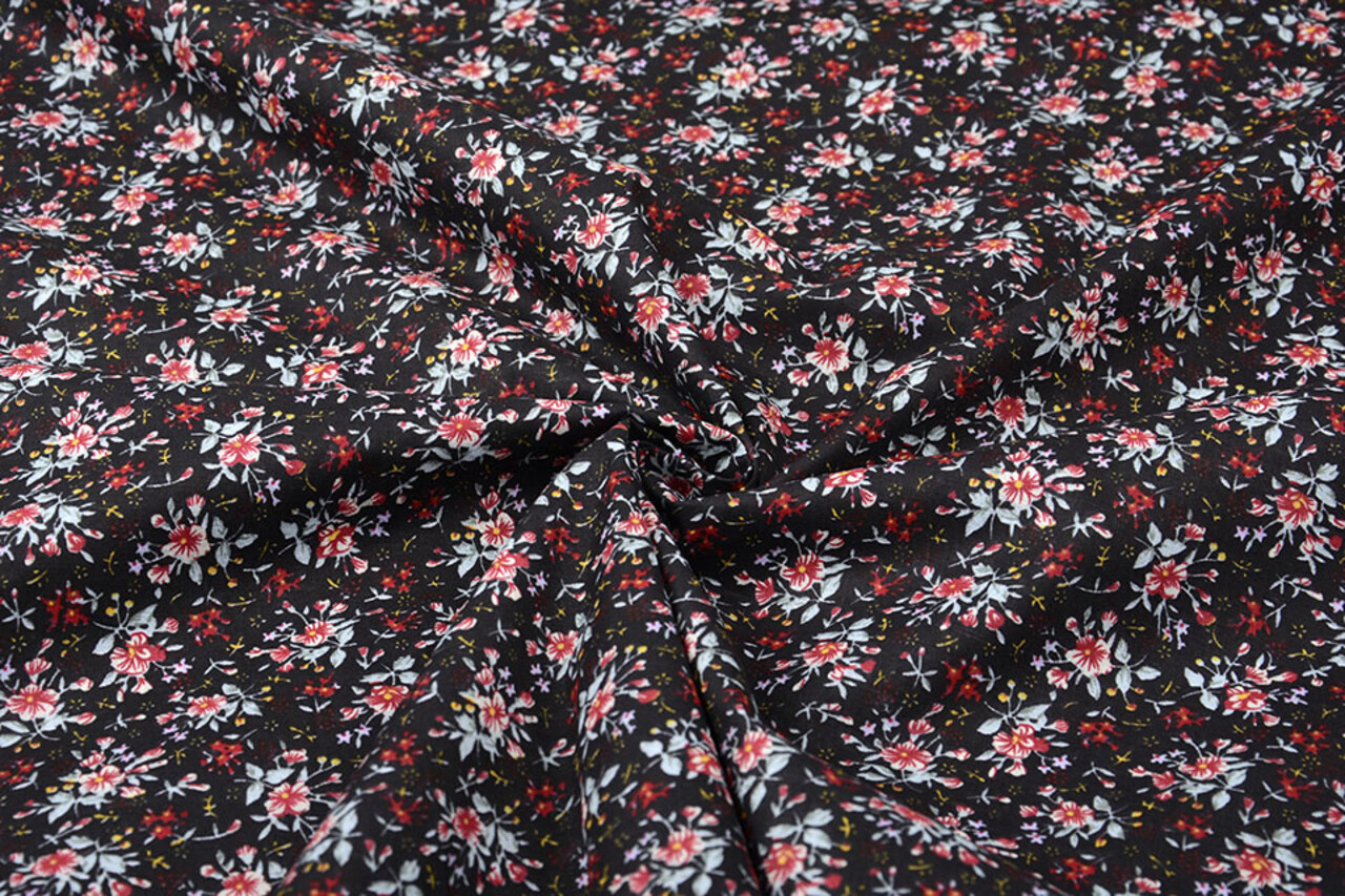 100% Cotone Stampa Floreale Hanna Nero 100% Cotone Stampa Floreale Hanna Nero