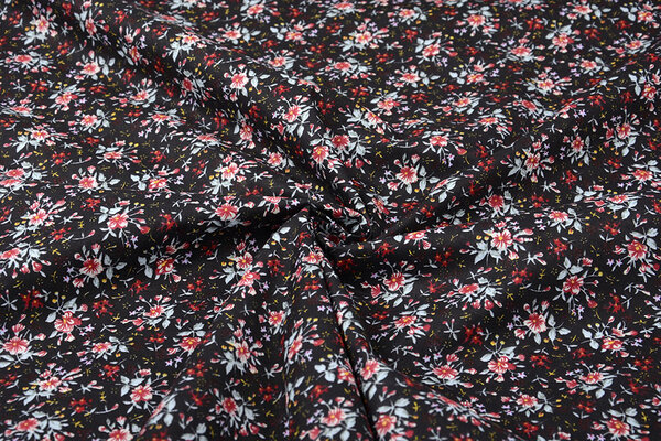 100% Baumwolle Blumendruck Hanna Schwarz 100% Baumwolle Blumendruck Hanna Schwarz