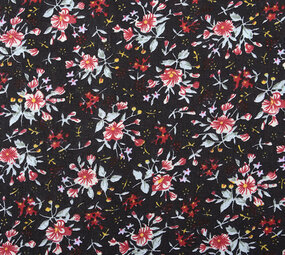 100% Baumwolle Blumendruck Hanna Schwarz 100% Baumwolle Blumendruck Hanna Schwarz