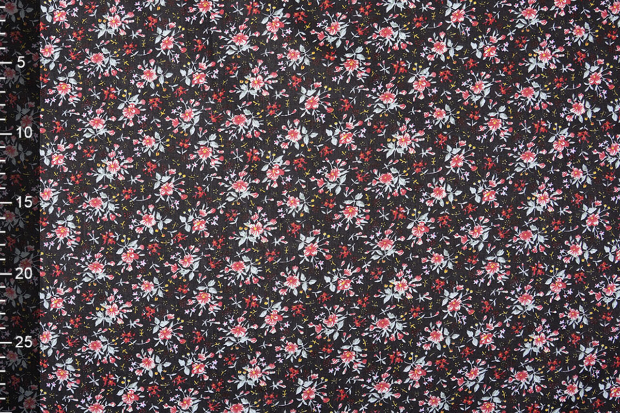 100% Baumwolle Blumendruck Hanna Schwarz 100% Baumwolle Blumendruck Hanna Schwarz