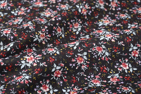 100% Baumwolle Blumendruck Hanna Schwarz 100% Baumwolle Blumendruck Hanna Schwarz