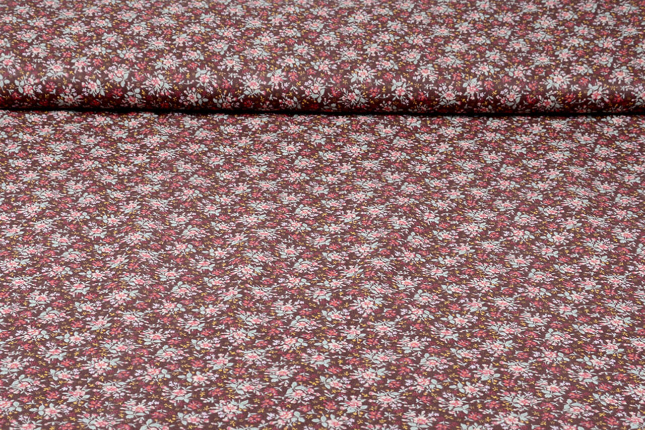 100% Cotone Stampa Floreale Hanna Marrone 100% Cotone Stampa Floreale Hanna Marrone