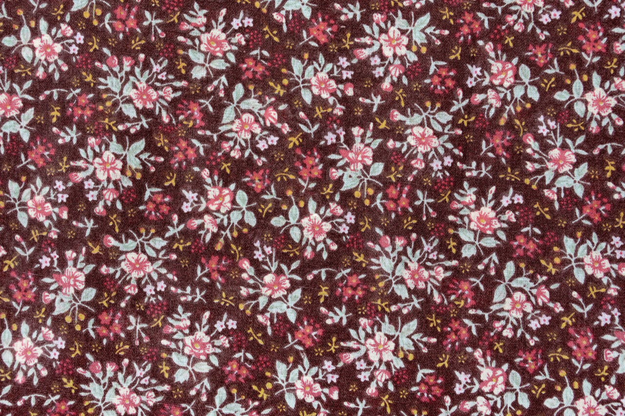 100% Cotone Stampa Floreale Hanna Marrone 100% Cotone Stampa Floreale Hanna Marrone