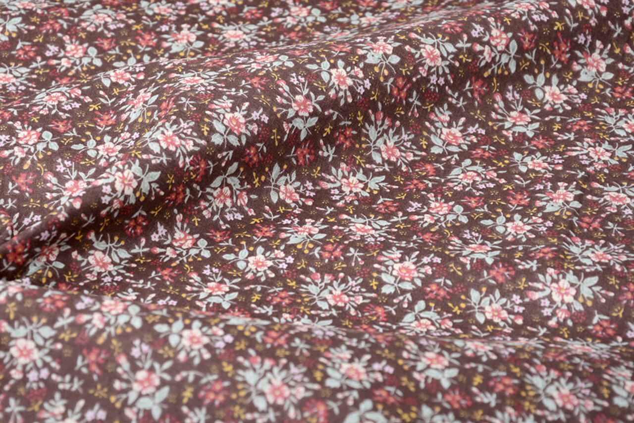 100% Algodón Estampado Floral Hanna Marrón 100% Algodón Estampado Floral Hanna Marrón