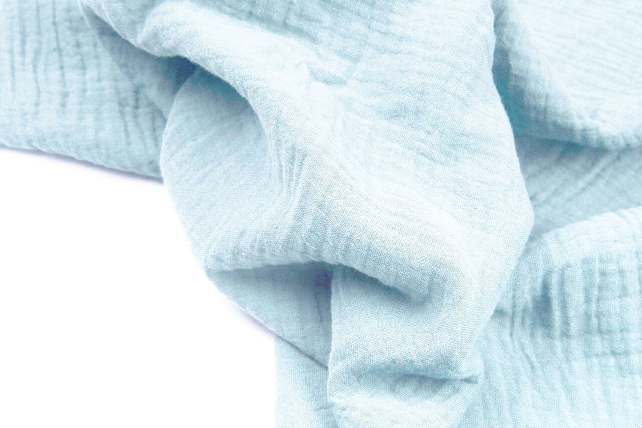 Oeko-Tex® Coton Double Gaze Tissu Bleu Clair Oeko-Tex® Coton Double Gaze Tissu Bleu Clair