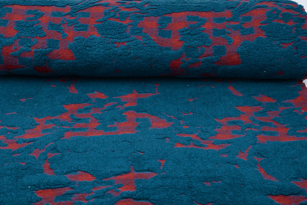 Gestrickter WollStoff Schafwolle aussehen Petrol Rot