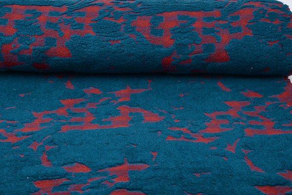 Gestrickter WollStoff Schafwolle aussehen Petrol Rot
