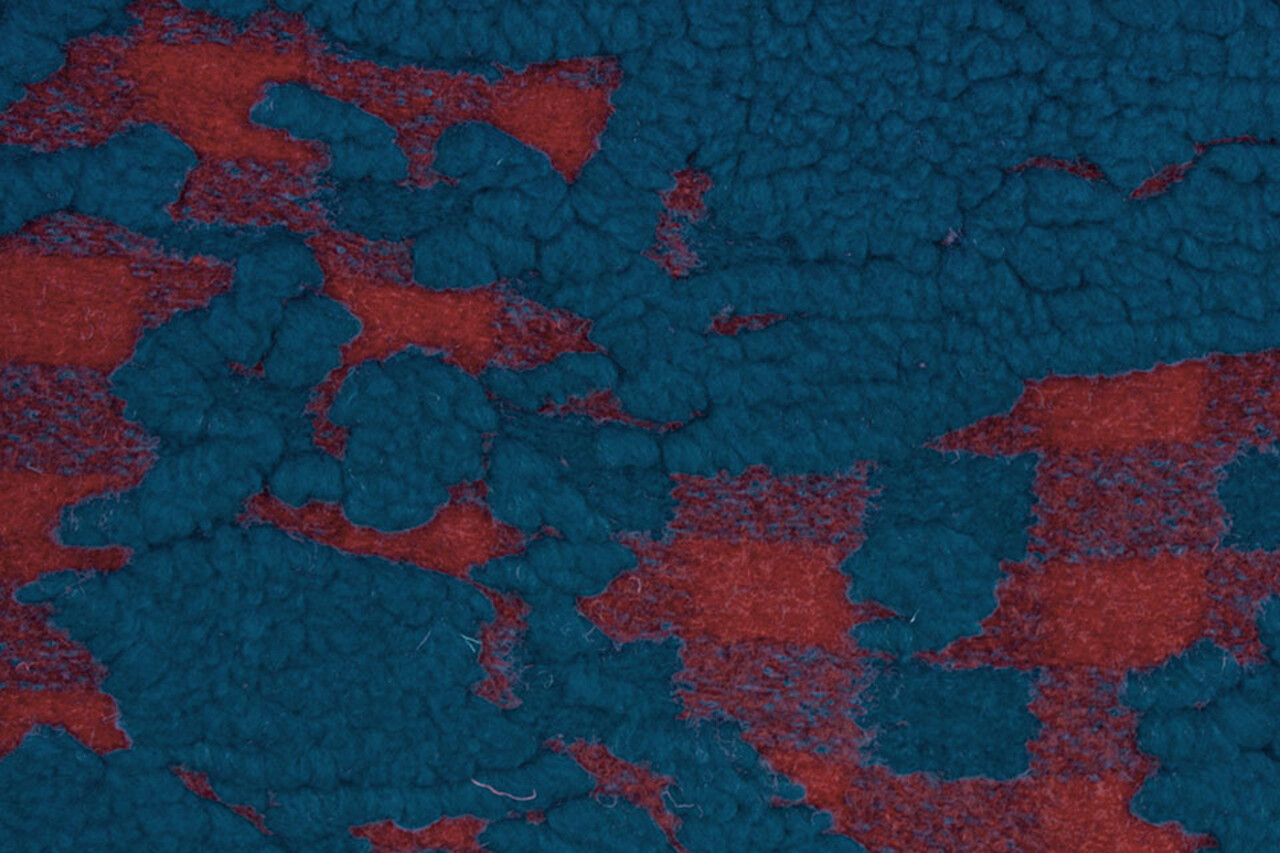 Gebreide Wollen stof Schapenwollook Ruit Petrol Rood