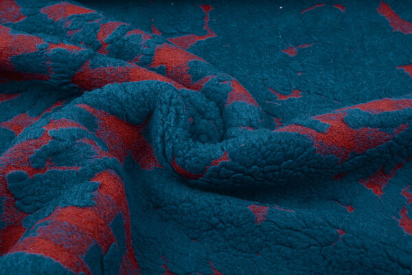Gestrickter WollStoff Schafwolle aussehen Petrol Rot
