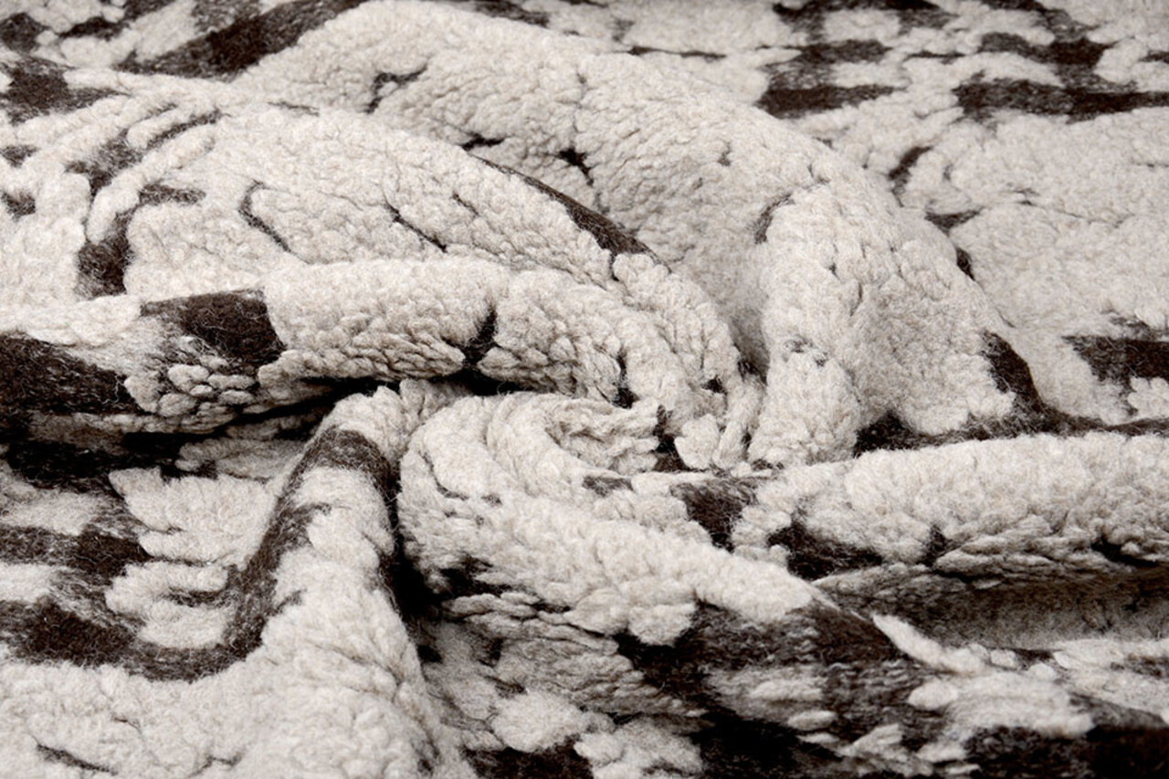 Gebreide Wollen stof Schapenwollook Ruit Donker Bruin Gebreide Wollen stof Schapenwollook Ruit Donker Bruin