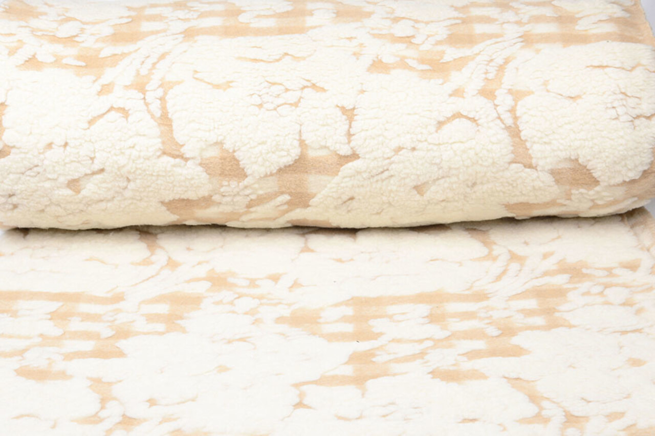 Gebreide Wollen stof Schapenwollook Ruit Beige Gebreide Wollen stof Schapenwollook Ruit Beige