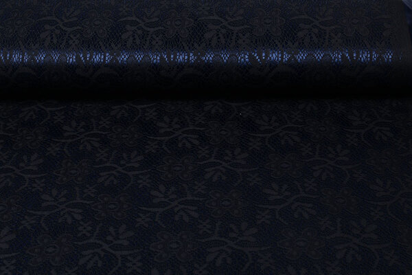 Lace on Charmeuse Navy