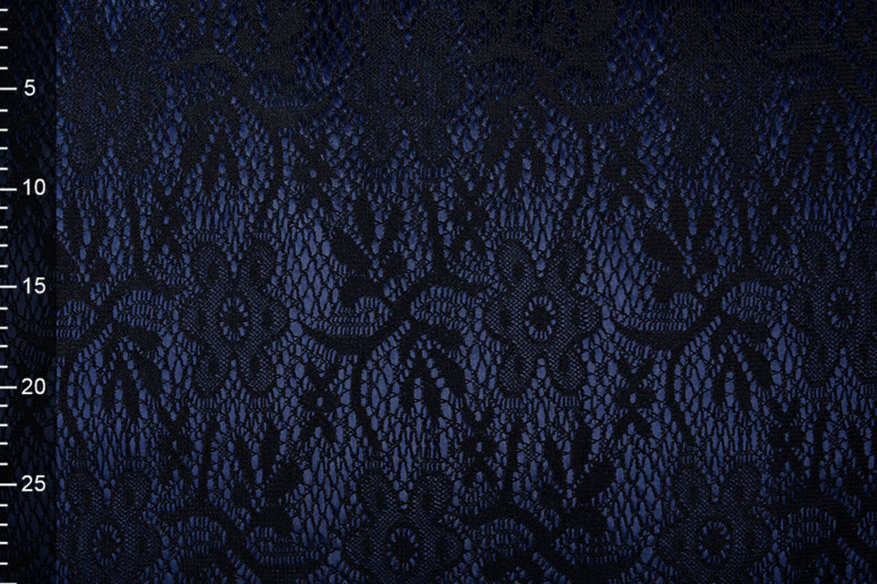 Lace on Charmeuse Navy
