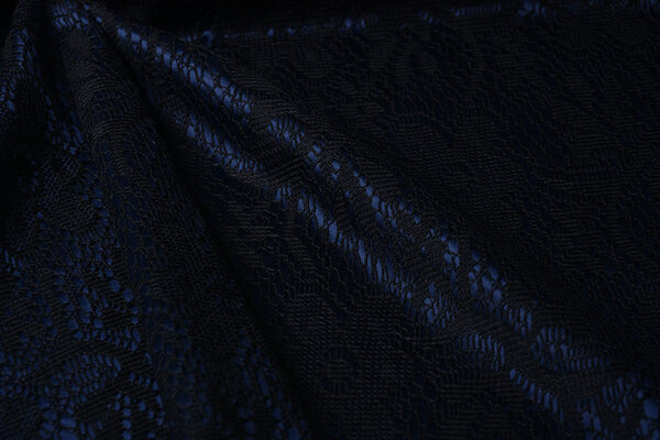 Lace on Charmeuse Navy