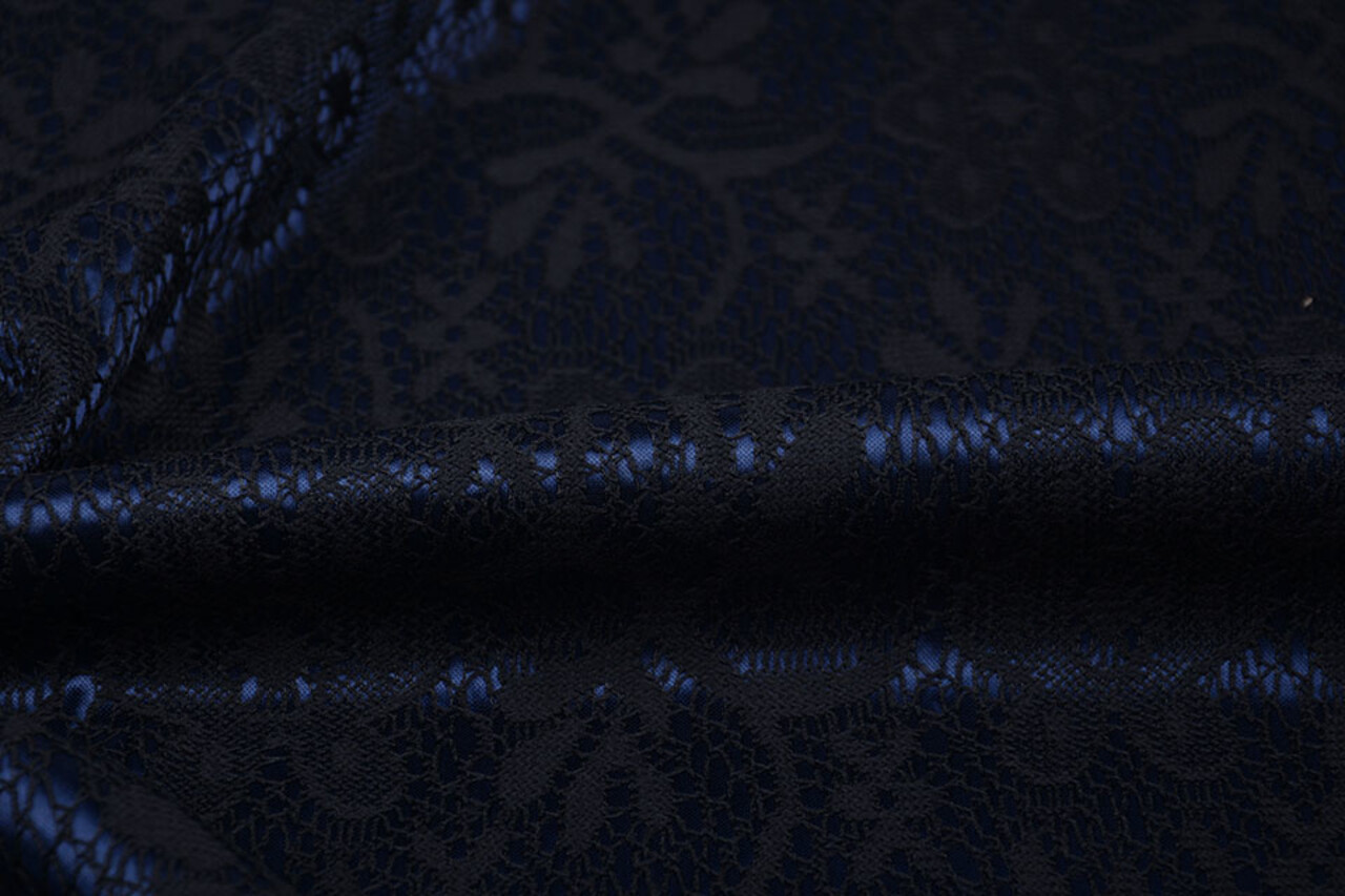 Lace on Charmeuse Navy
