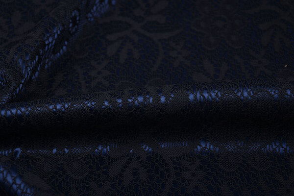 Lace on Charmeuse Navy