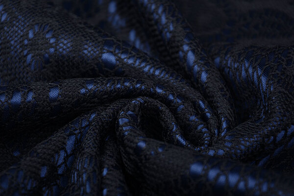 Lace on Charmeuse Navy
