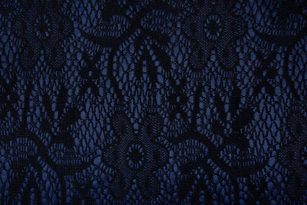 Lace on Charmeuse Navy