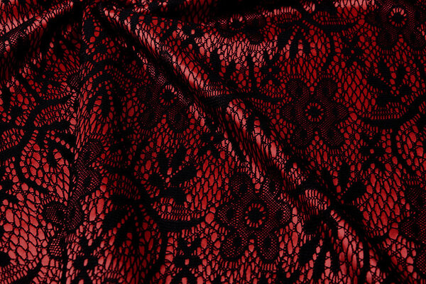 Lace on Charmeuse Red
