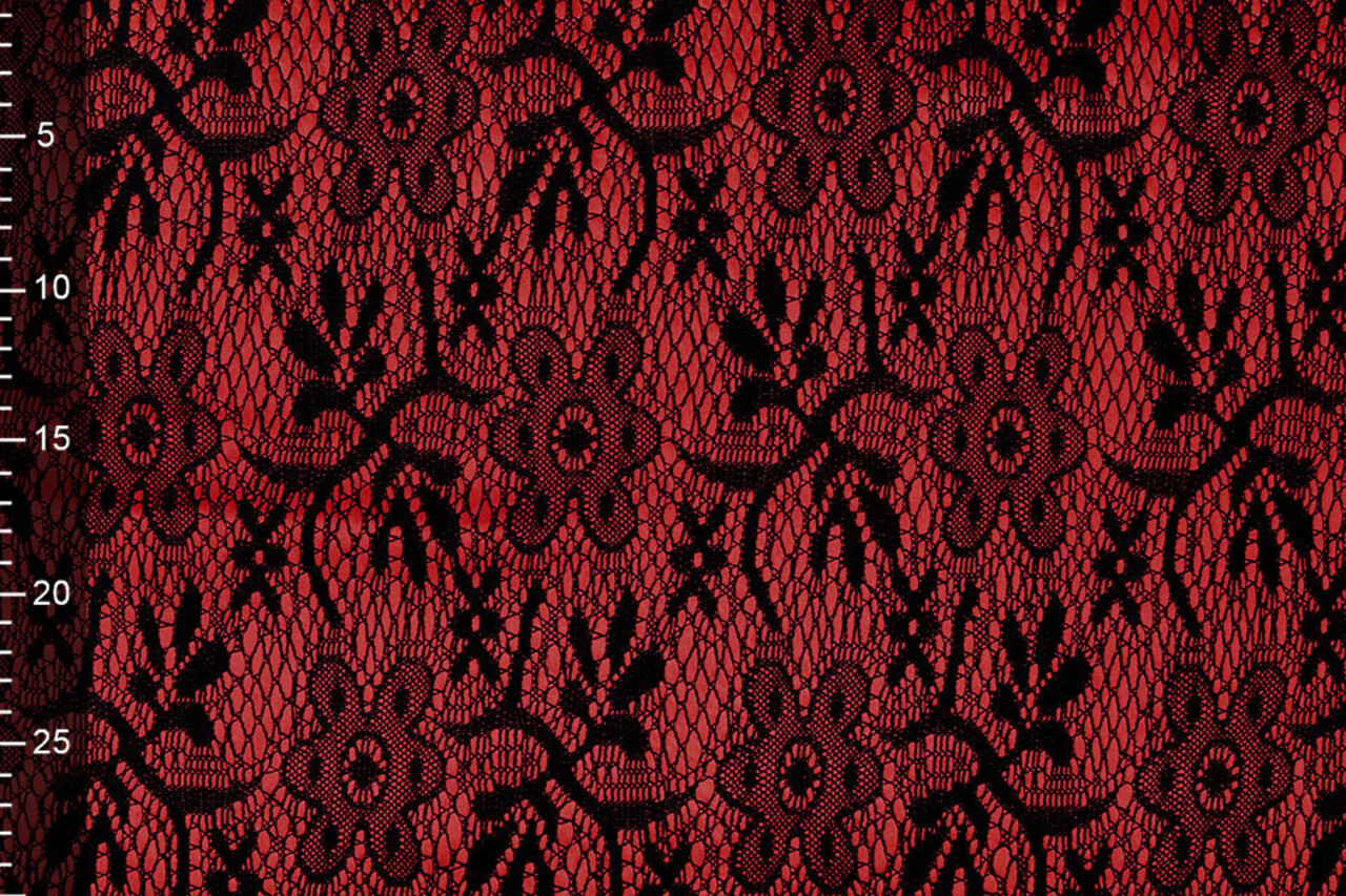 Lace on Charmeuse Red