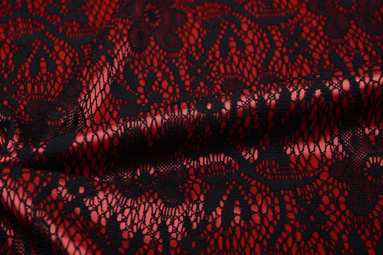 Lace on Charmeuse Red